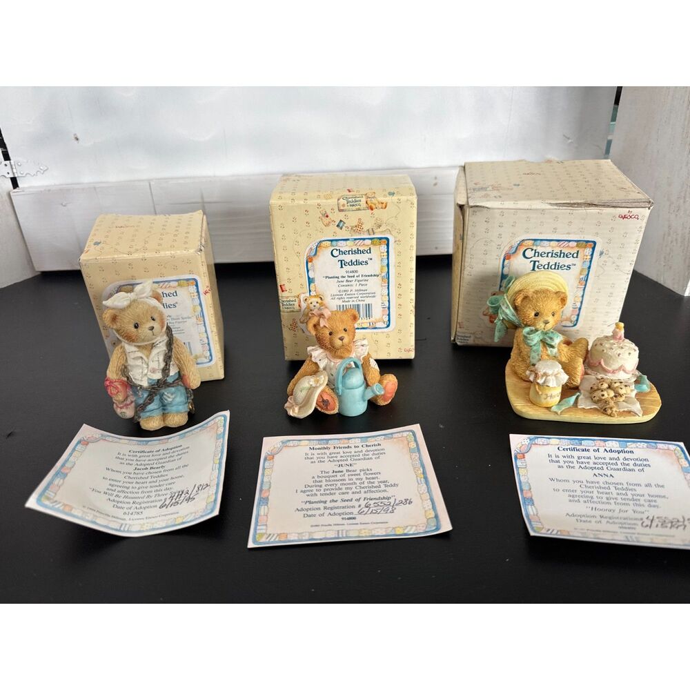 Lot of 3 Cherished Teddies Anna #950459 JUNE #914800 Jacob Bearly #614785